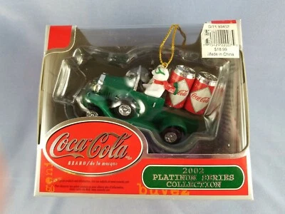 COCA-COLA 2002 Serie Platino Ornamento Camión Verde con Oso Polar y Sello Lote 1 Foto 1 de 4