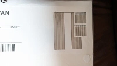 Ikea Vivan Tan Curtain Panel Lot of 2 57"x98.5"  - Image 1 of 4