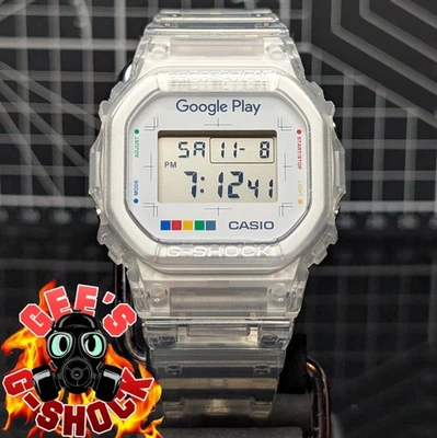 Casio G-Shock Square Google Play X Beams Triple Colaboración Blanco Esqueleto DW-5600X Foto 1 de 4