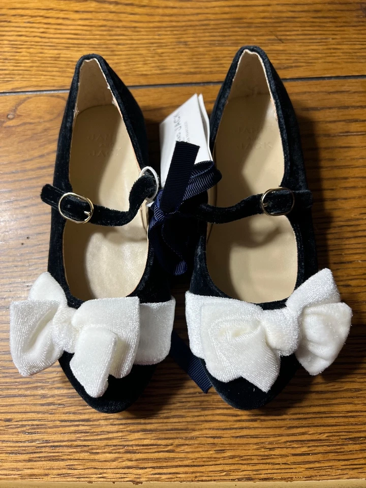 Новый с Ярлыками Janie и Jack праздничный и сказочный бархат бант плоскостях туфли сандалии 10 ребенка ясельного возраста - Изображение 1 из 3