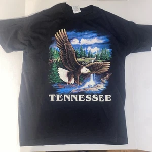 Vintage Bald Eagle All Over Print T-Shirt Medium Single Stitch Black Tennessee - Picture 1 of 11
