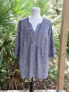 Túnica Catherines Top Talla 16 Azul Estampado Floral Cuello en V - Imagen 1 de 16