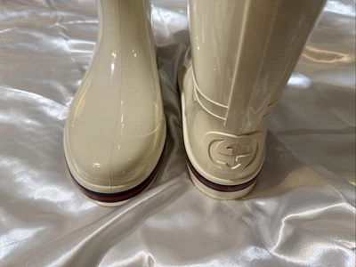 BOTAS DE LLUVIA GUCCI DOBLE G LOGO GOMA VERDE 202752 12 G NUEVAS Talla 12 UNISEX Foto 1 de 4