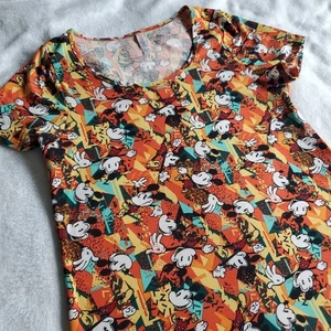 LuLaRoe Mickey Mouse AOP Camisa Disney Grande Top Blusa Camiseta Looks NUEVO Irma - Imagen 1 de 5