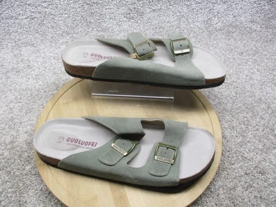 GUOLUOFEI Zapatos Para Hombre Talla 12 EU 45 Verde Gamuza Dos Correas Sandalias Corcho Toboganes Foto 1 de 4
