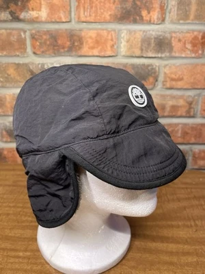 Timberland Winter Faux Fur Insulated Adult Small Size Trapper Black Hat Logo - Image 1 of 4