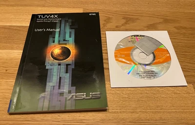 ASUS TUV4X User's Manual, Anleitung für Mainboard inkl. CD und Sticker - Bild 1 von 2