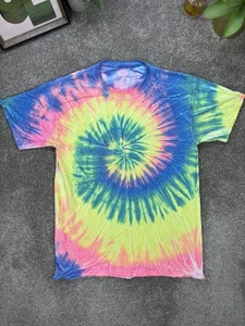 Vintage Tie Dye T Shirt Medium Streetwear Y2K 90s Style Cotton Summer Holiday - Picture 1 of 9