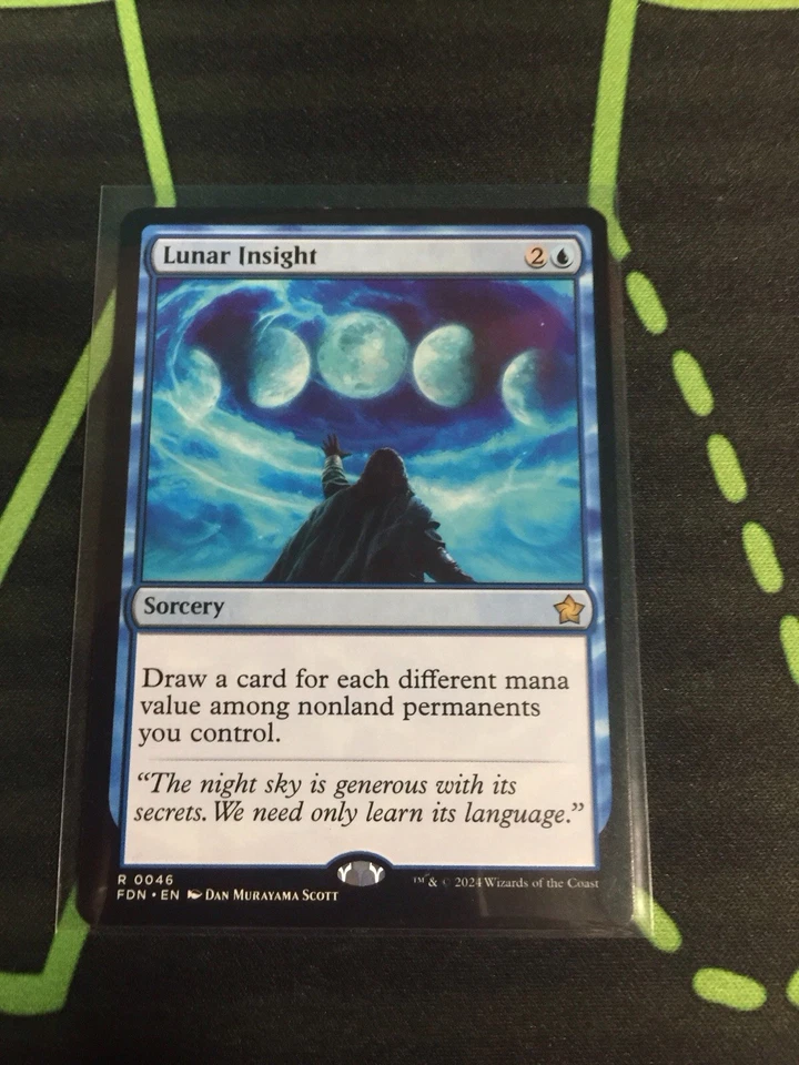 MTG Magic The Gathering Lunar Insight FDN Rare Blue Sorcery  - Image 1 of 1