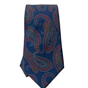 Ralph Lauren Purple Label Handmade Silk Tie Paisley Blue Red Italy Luxury - Picture 1 of 24