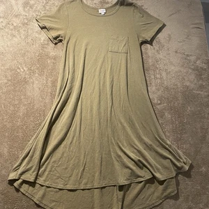 LuLaRoe Dress Womens Medium Olive Green Tshirt Relaxed Fit Swing Modest Oversize - Picture 1 of 6
