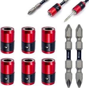 6 Stück Magnet Schraubring Halter mit 2 Stück Ph2 Schraubendreher Bit Set, Magne - Bild 1 von 3