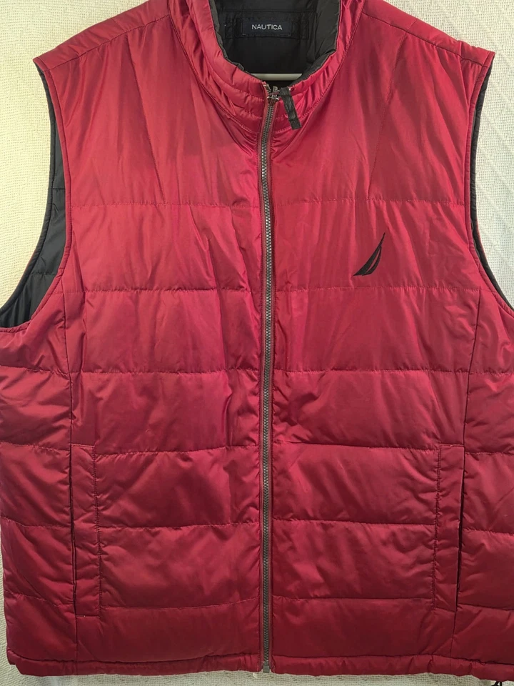 Chaleco acolchado Nautica 2XL reversible rojo negro sin mangas cremallera completa logotipo Foto 1 de 4