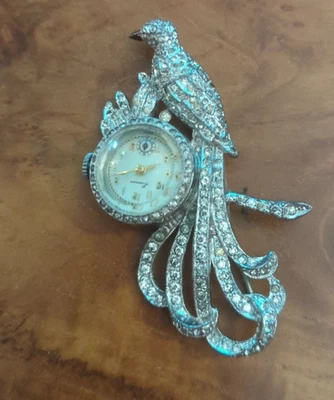 Reloj Emerson Swiss Damas Broche Pájaro Estrás Piezas/Reparación Foto 1 de 4
