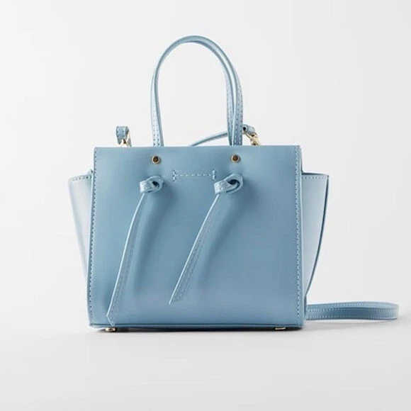Zara Knotted迷你城市包浅蓝色 — 第 1/4 张图片