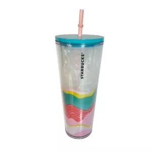 Bicchiere Starbucks con coperchio e cannuccia 24 oz. Onde Pastello Collezione Primavera Senza BPAF - Foto 1 di 7