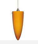 NUVO Brushed Nickel And Butterscotch Cone Glass Pendant Light 4" x 6" Orig $138