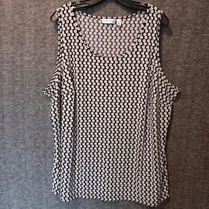 Susan Graver Top Womens 3X Blue Beige Liquid Knit Sleeveless Stretch Tank Shell - Picture 1 of 8