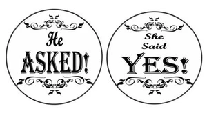 24 Engagement "He Asked She Said Yes" Edible Icing Cupcake Toppers - Picture 1 of 3