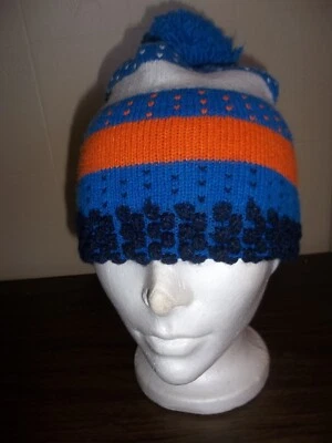 Child's Youth Vtg 1970s Acrylic Wool Double Knit Winter Hat Toque Pom Pom NWT - Image 1 of 3