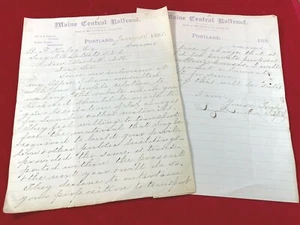 Carta de 1881 del ferrocarril central de Maine, firmada por el superintendente, transporte - Imagen 1 de 9