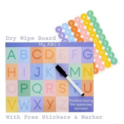 Alphabet Lerntafel Großbuchstaben Kleinbuchstaben ABC Lernen Vorschule Kinder trocken abwischbar - Bild 1 von 4