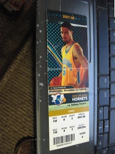 FULL TICKET STUB NEW ORLEANS HORNETS indiana pacers 11/21/07 tyson chandler - Picture 1 of 2
