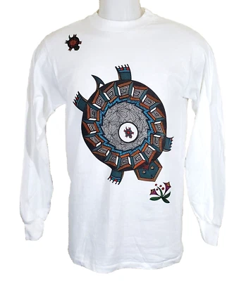 Camisa Tortuga De Colección Adulto Pequeña 34 36 Blanca Gráfico Tribal Winterland Puntada Única Foto 1 de 4