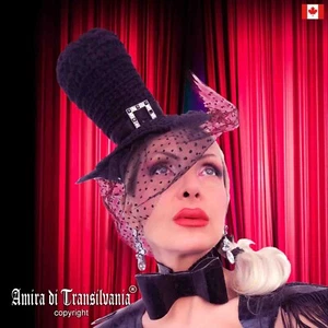 Kentucky Derby Fascinator Hat Head Piece Extravagant Weeding Royal Black Bowler - Picture 1 of 24