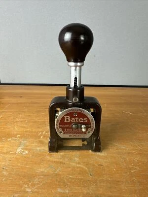 Vintage Bates Numbering Machine 6 Wheels Style E automatic Numerical Stamper - Image 1 of 4