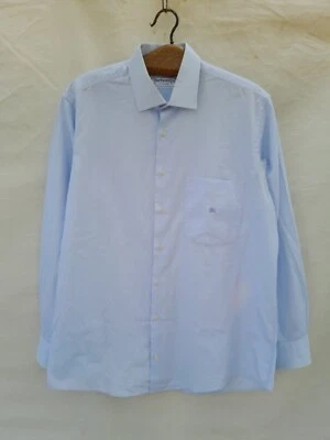 Camisa Burberry Vintage Para Hombre 43 Azul Corte Algodón Bordado Logo Hecha en España Foto 1 de 4
