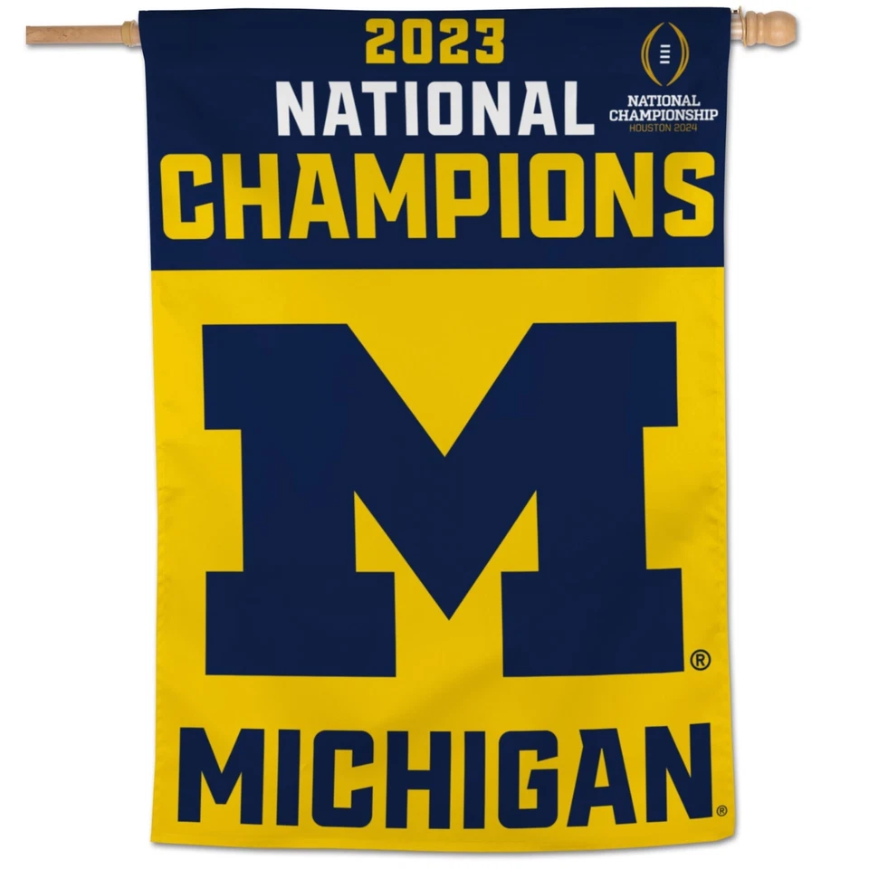 MICHIGAN WOLVERINES 2023 NATIONAL CHAMPIONS FLAG 28"X40" BANNER NCAA LICENSED - Image 1 of 1