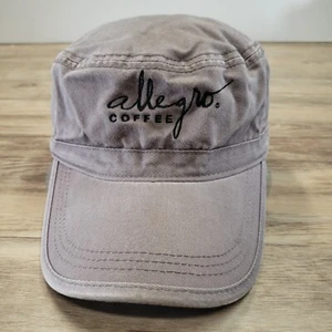 Allegro Coffee Cadet Hat Cap Strap Back Gray Cotton Adjustable Script Logo - Picture 1 of 8