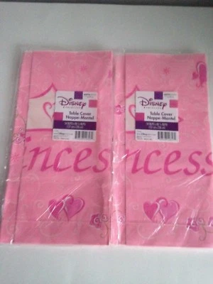 Disney Princess Crown & Hearts Paper Tablecloth Birthday Party Decoration 2 pkgs - Image 1 of 4