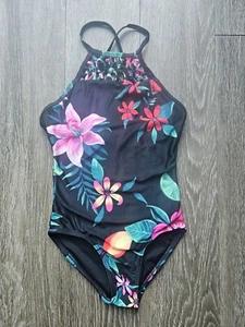 Old Navy Girls' Swimwear Size S (7/8) Black Floral Adjustable One Piece Swimsuit - Picture 1 of 5