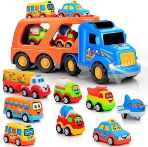 9 Pcs Cars Toys for 2 3 4 5 Years Old Toddlers, Big Carrier Truck with 8 Small C - Picture 1 of 12