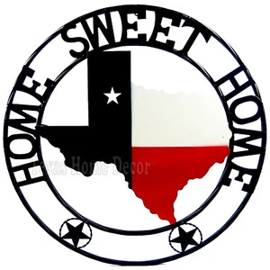 24" Home Sweet Home Texas Flag Map Outline Plaque Sign with Rings Red White Blue - Picture 1 of 3