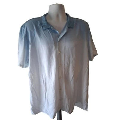 JF J. Ferrar  Shirt Mens XL Blue Ombre Slim Fit Short Sleeve Button-Up Beach - Image 1 of 4