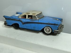 Vintage 1950s 8” Ford Fairlane Convertible Friction Toy Car HAJI Made In Japan