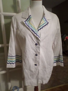 Chaqueta Blazer Damas Talla XL QVC Bob Mackie Texturizada Blancanieves con Rick Rack - Imagen 1 de 6
