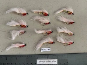 Twelve #8 White Zonker Flies Lot-SF 146 - Picture 1 of 1