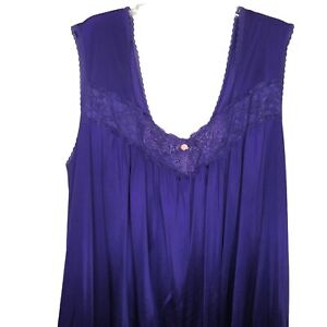 Vintage Only Necessities Womens Nylon Nightgown 4X Purple Lace Sleeveless 