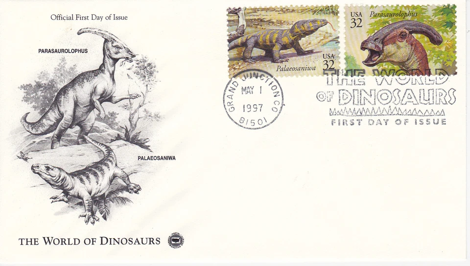 1997 FIRST DAY COVER FDC WORLD OF DINOSAURS POSTAL COM. SOCIETY CACHET DESIGN #4 - Image 1 of 1