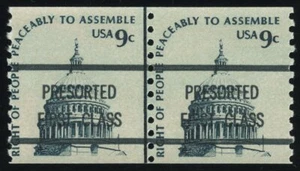 EE. UU. #1616b-Presort 9¢ Par de línea Capitol LP precancelar goma opaca 2,0 mm NH montada - Imagen 1 de 1