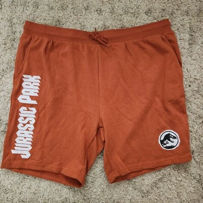 W@W! Jurrasic Park World 2XL Jogger Sweat Shorts Drawstring Orange - Image 1 of 4