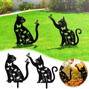 Elegant Cat Metal Craft Garden Stake For Outdoor Spaces - Zdjęcie 1 z 17