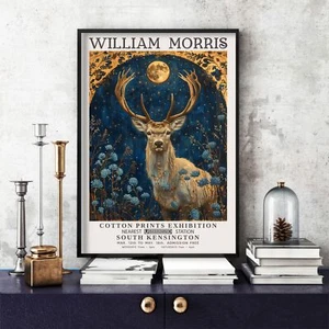 Impresión William Morris, póster de exposición Morris, ciervo de colección azul (25u) - Imagen 1 de 8