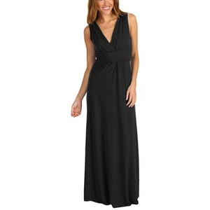 Chic Sleeveless Long Jersey Maxi Cocktail Party Evening Dress Black - Picture 1 of 5