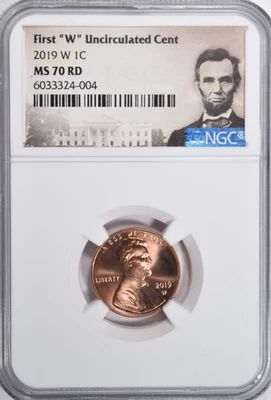 2019-W LINCOLN CENT RED ~ FIRST "W" UNCIRCULATED CENT ~ NGC MS70 RD! - Image 1 of 4