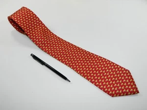Men's CAPE COD NECKWEAR Silk NECKTIE Tie RED GOLDEN ELEPHANTS DECOR NARROW - Picture 1 of 4
